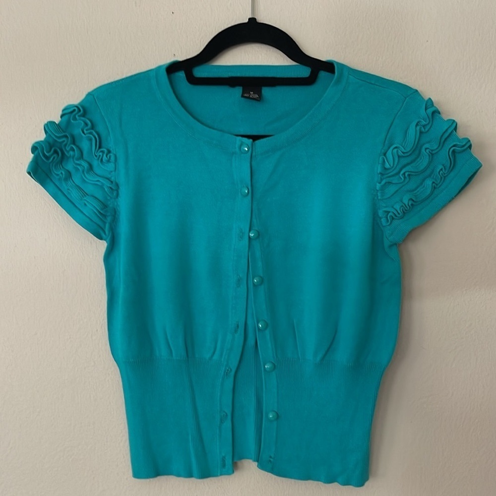 Willi Smith Women's Teal Button-Up Cardigan Size M - Picture 5 of 8
